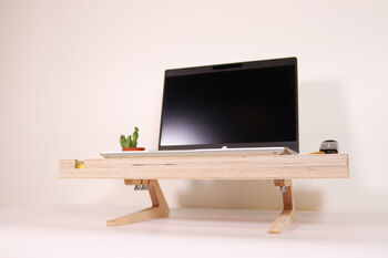 Birch Ply Desktop Screen Stand With Inbuilt Desk Tidy, 3 of 11