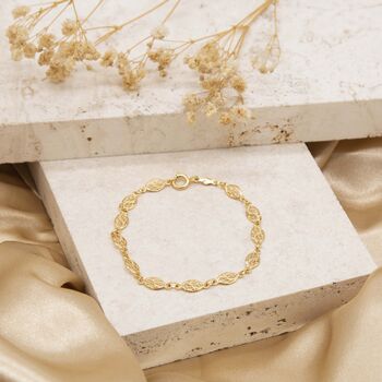 Women's 9ct Yellow Gold Filigree Oval Bracelet, 3 of 7