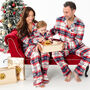 Family Christmas Personalised Embroidered Cream Check Pyjamas, thumbnail 1 of 9