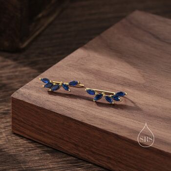 Sapphire Blue Cz Cluster Crawler Earrings, 6 of 10