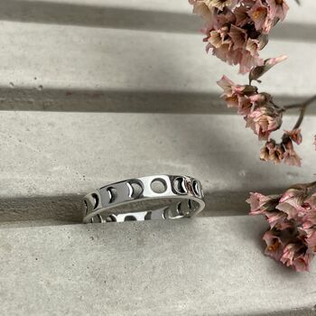 Sterling Silver Moon Phases Ring, 3 of 7