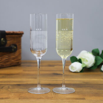 Personalised Initial Line Champagne Flute Set Of Two, 3 of 10