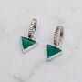 'Triangle' Green Onyx Sterling Silver Earrings, thumbnail 1 of 6