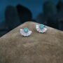 Green Opal Fan Stud Earrings In Sterling Silver, thumbnail 3 of 11