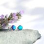 Small Blue Fused Glass Sterling Silver Stud Earrings, thumbnail 3 of 12