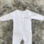 Personalised Embroidered White Cotton Baby Sleepsuit, thumbnail 4 of 6