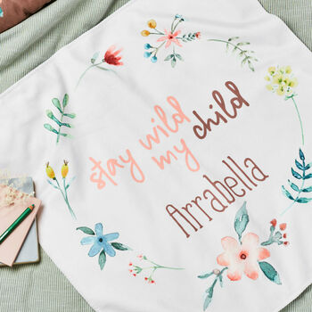 Personalised Stay Wild Floral Baby Blanket, 2 of 4