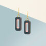 Blue And Pink Rectangle Earrings • Gold Plated Sterling Silver Hooks, thumbnail 5 of 8