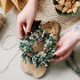 Frosted Dried Flower Christmas Wreath Bauble, thumbnail 1 of 4