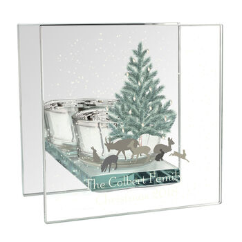 Personalised A Winter's Night Mirrored Glass Tea Light Candle Holder, 6 of 6