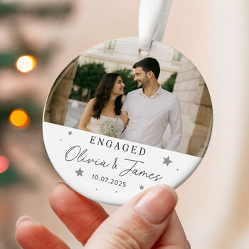 Personalised Engagement Ornament With Photo And Names, 6 of 8
