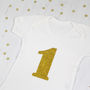 First Birthday Glitter Number One Baby Grow, thumbnail 4 of 6