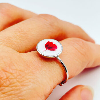 Baby's Breath Poppy Adjustable Ring Hand Made Round, 3 of 8