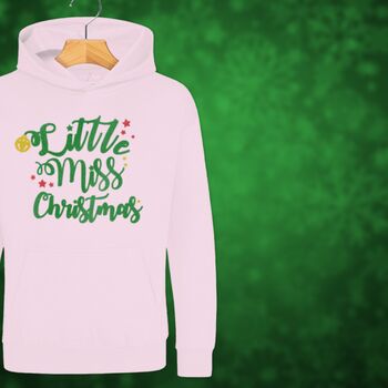 'Little Miss Christmas' Glittery Girls Christmas Jumper Hoodie, 8 of 12