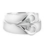 His And Hers White Gold Heart Wedding Bands, thumbnail 1 of 1