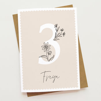 Floral Third Birthday Card, 3 of 7