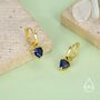 Sterling Silver Sapphire Blue Trillion Cut Cz Hoop Earrings, thumbnail 5 of 11