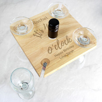 Personalised Wine O'clock Glasses And Bottle Butler, 2 of 6