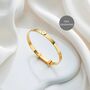 Personalised 18ct Gold Plated Diamond Bangle Baby Love Christening | Baptism | 1st Birthday | Engraved Jewellery, thumbnail 1 of 6