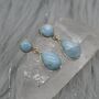 Larimar Earrings: Silver, Blue Gemstone Teardrop, thumbnail 1 of 6