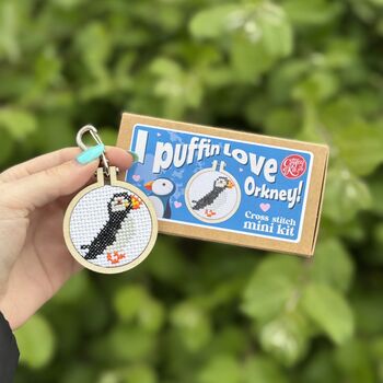 I Puffin Love Orkney! Mini Matchbox Cross Stitch Kit, 2 of 5