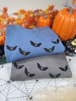 Spooky Halloween Bats With Bows Embroidered Sweatshirt, 2 of 5