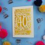 Personalised 40th Birthday Card Papercut Flower Design, thumbnail 1 of 11