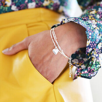 Personalised Bead Silver And Rose Gold Plated Bracelet, 2 of 5