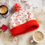 Heart Hat Easy Knitting Kit Valentines Cream, thumbnail 1 of 7