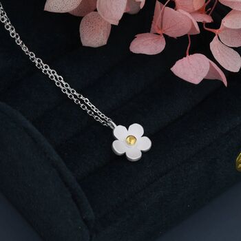 Tiny Forget Me Not Flower Pendant Necklace, 5 of 11