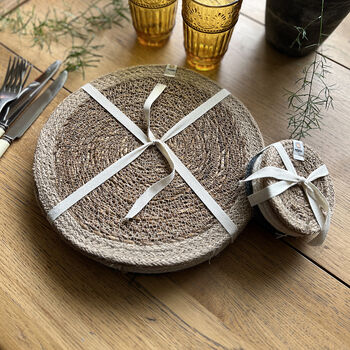Respiin Set Of Six Seagrass And Jute Tablemats Naturals, 9 of 9