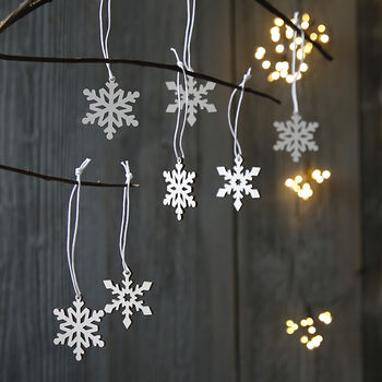 White Wooden Snowflake Set Of 24, 2 of 3