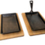 Cast Iron Fajita Sizzler Pan + Wooden Boards Two Pack, thumbnail 1 of 7