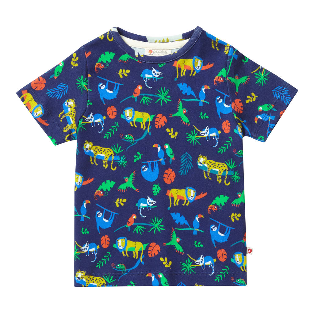 Unisex Safari Multicoloured Short Sleeved T Shirt By Piccalilly ...