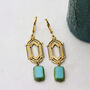 Art Deco Bronze Turquoise Earrings, thumbnail 1 of 6