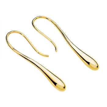 Solid Drop Earrings In 18ct Gold Vermeil, 2 of 4