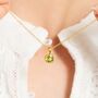 Peridot Solitaire Pendant Necklace In Sterling Silver And Gold, thumbnail 2 of 10