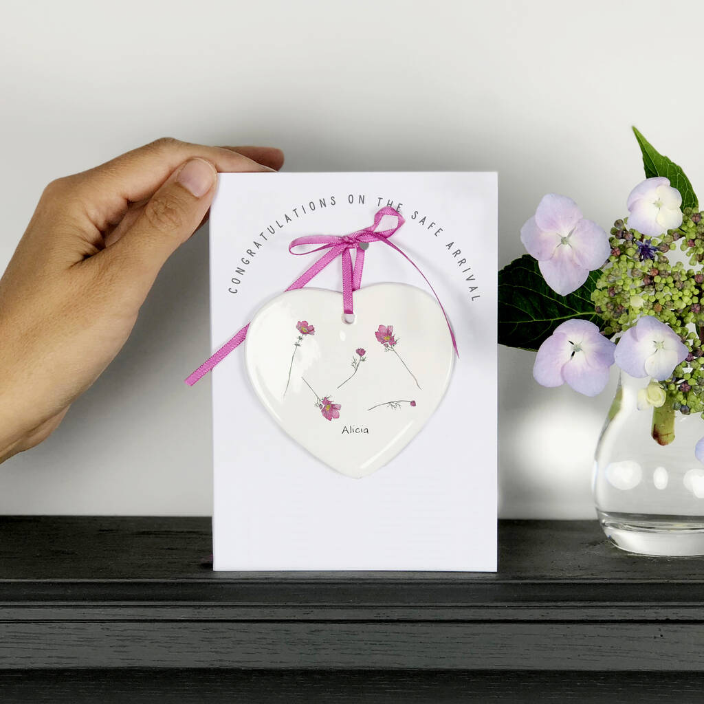 Personalised New Baby Birth Flower Keepsake Card, 1 of 2