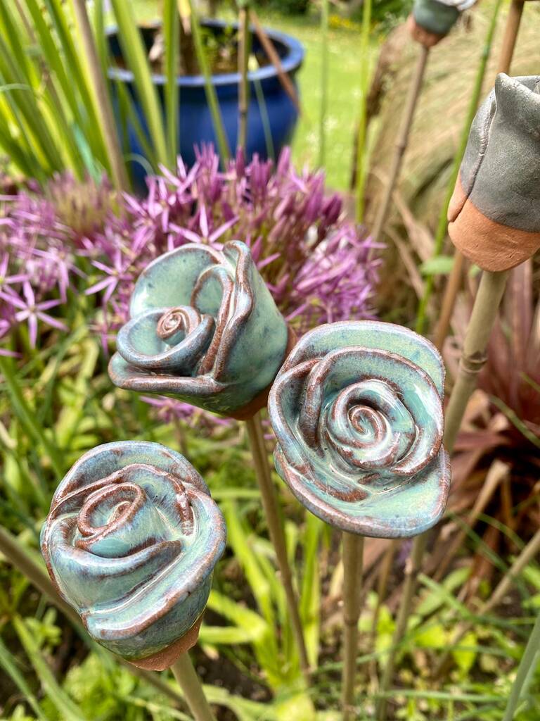 Six Handmade Ceramic Flower Cane Toppers, 1 of 10