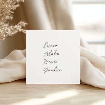 Baby Phonetic Alphabet Greeting Card – Bravo Alpha Bravo Yankee, 2 of 5