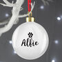 Personalised Pet Pawprint Christmas Ceramic Bauble, thumbnail 2 of 3