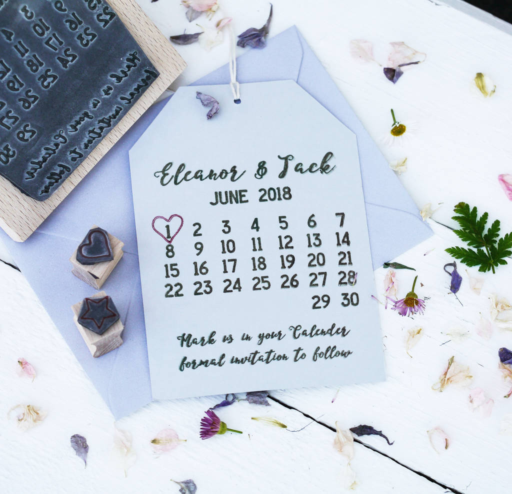 Calendar Save The Date Marker Stamp By English Stamp Company