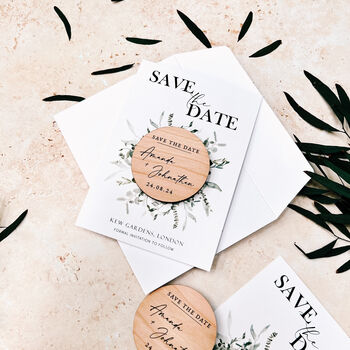Wedding Save The Date Eucalyptus Cards Magnets, 10 of 10