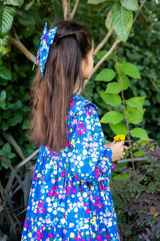 Sofia Girls Cotton Dress With Matching Hair Clip, 4 of 5