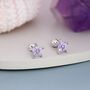 Amethyst Purple Cz Flower Barbell Earrings, thumbnail 7 of 12