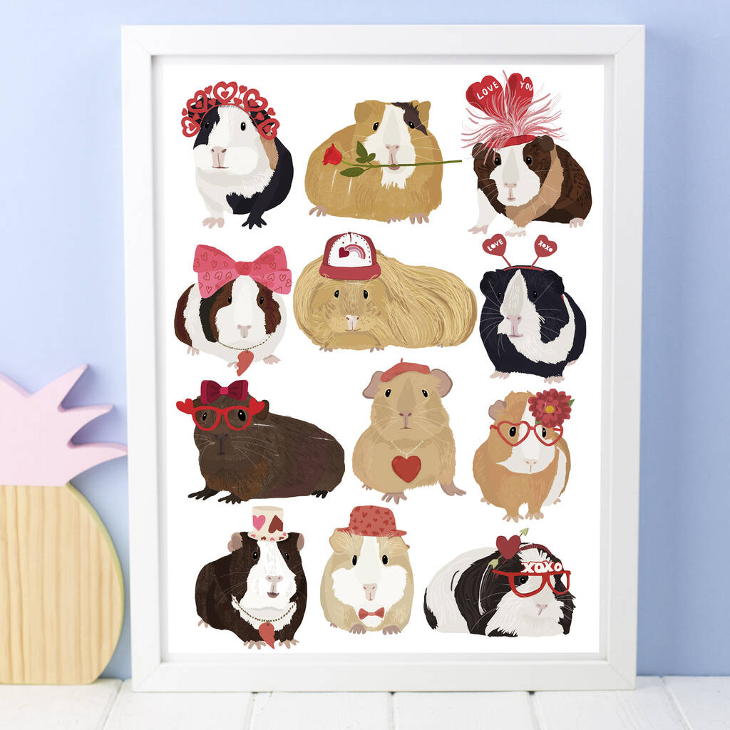 Valentine And Love Guinea Pig Print By Hanna Melin | notonthehighstreet.com