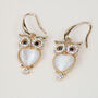 Zircon Moonstone Owl Earrings Gold/Silver Plated, thumbnail 1 of 8