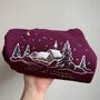 Snowy Stars Church Village Embroidered Christmas Jumper, thumbnail 1 of 6