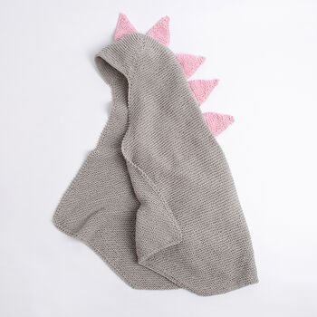 Baby Dinosaur Hooded Blanket Easy Knitting Kit, 2 of 10