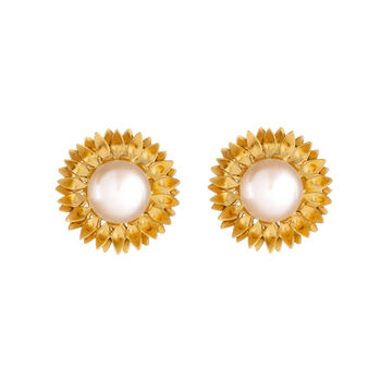 Sunflower Stud Earrings With Pearls, 8 of 10